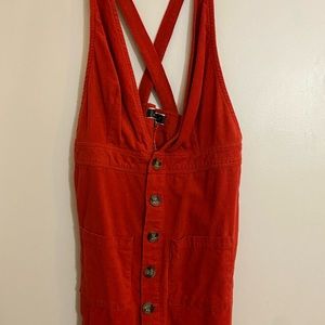 Worn once-red overall dress Size Large